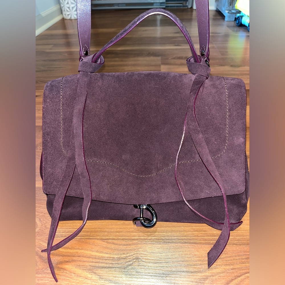 Rebecca Minkoff Stella Purple Suede Satchel with Flap